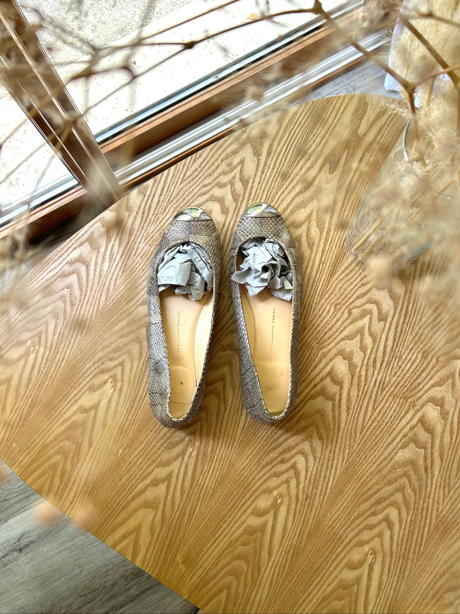 Ballerines en cuir véritable imprimé serpent bout argenté Pointure 41 Giuseppe Zanotti – photo 13